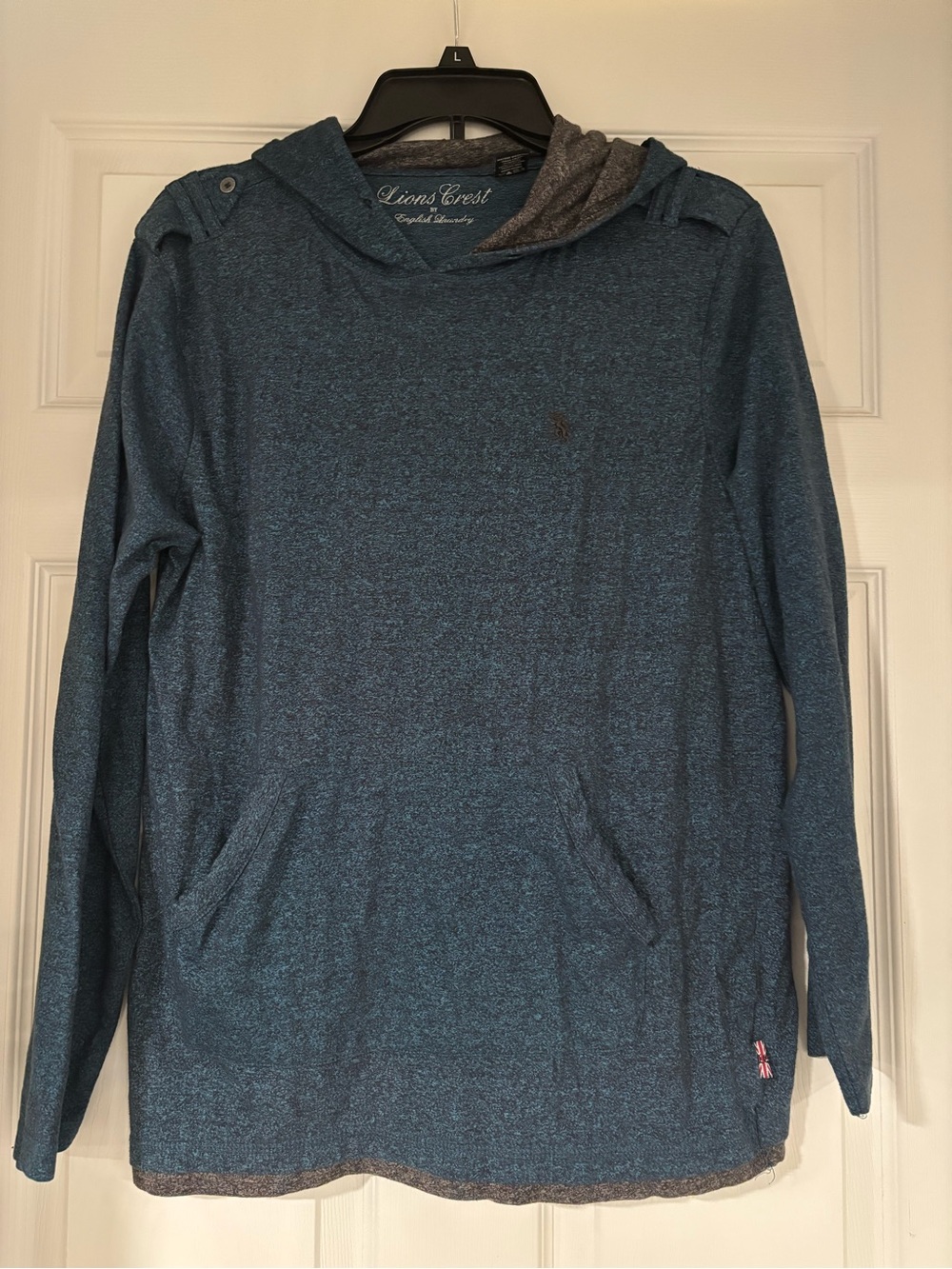 Men's Teal-Blue Hooded Pullover